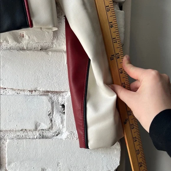 Garage Colorblock Cropped Moto Jacket - White, Black & Burgundy - Picture 4 of 7